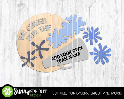 We Root For The Sport Team Bundle, Round door hanger design, SVG laser cut file, Cricut, Personalize customize name sign