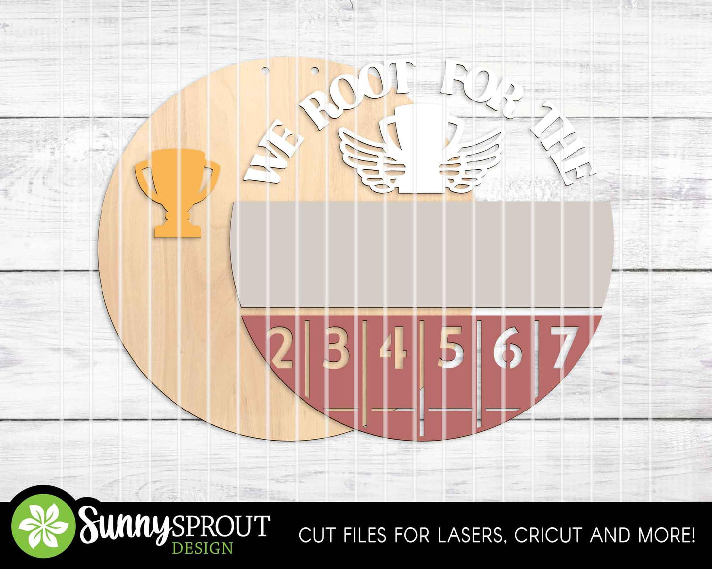 We Root For The Track Team Sign, Digital Download, SVG Laser Cut File, Cricut, Round Door Hanger Design, Personalized Sports Decor