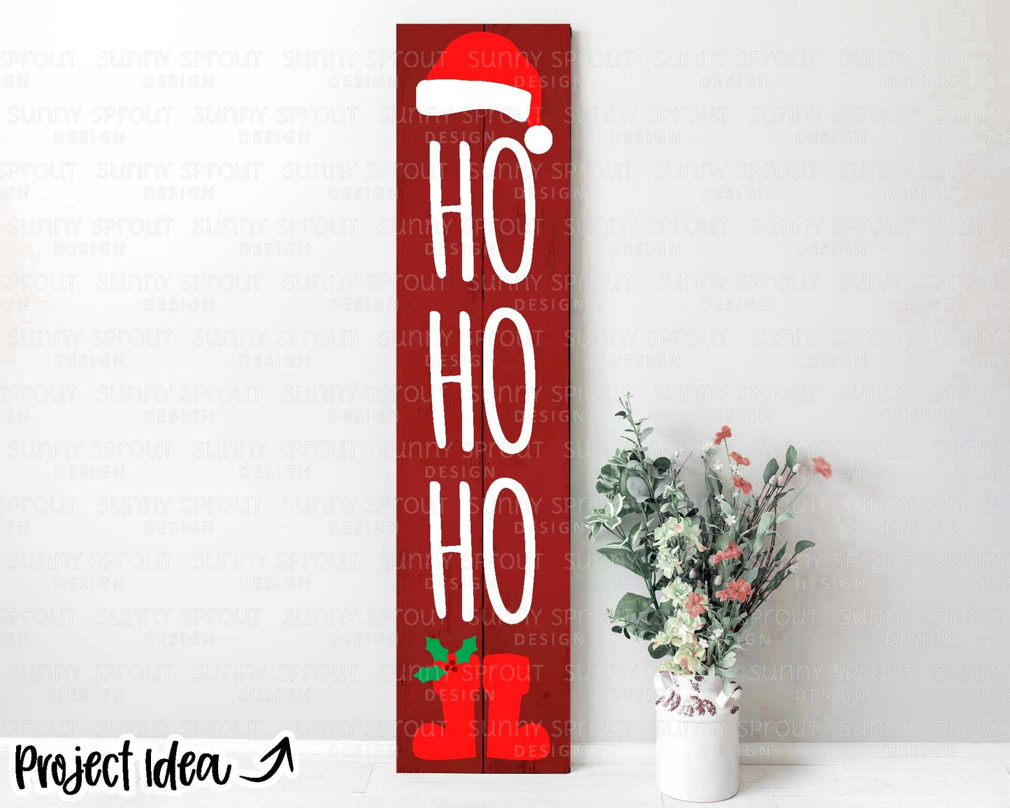 Ho Ho Ho Santa Hat Porch Sign, Digital download, Cricut cut file, Silhouette, Christmas door leaner design