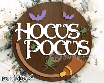 Halloween Laser Sign Bundle 3, Round door hanger, Glowforge laser file, Cricut cut file, Fall welcome sign, Spooky svg