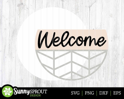 Chevron Geometric Welcome Sign, Digital Download, SVG Laser Cut File, Cricut, Farmhouse Round Door Hanger Design