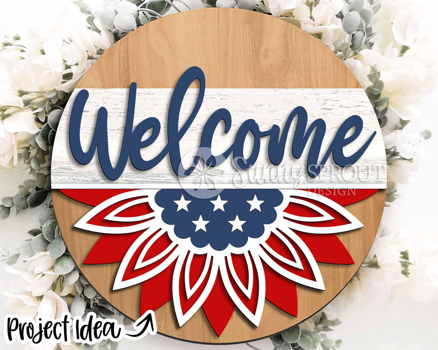 Patriotic Laser Sign Bundle 2, Round door hanger svg, Glowforge laser file, Cricut, Independence Day svg, 4th July decor