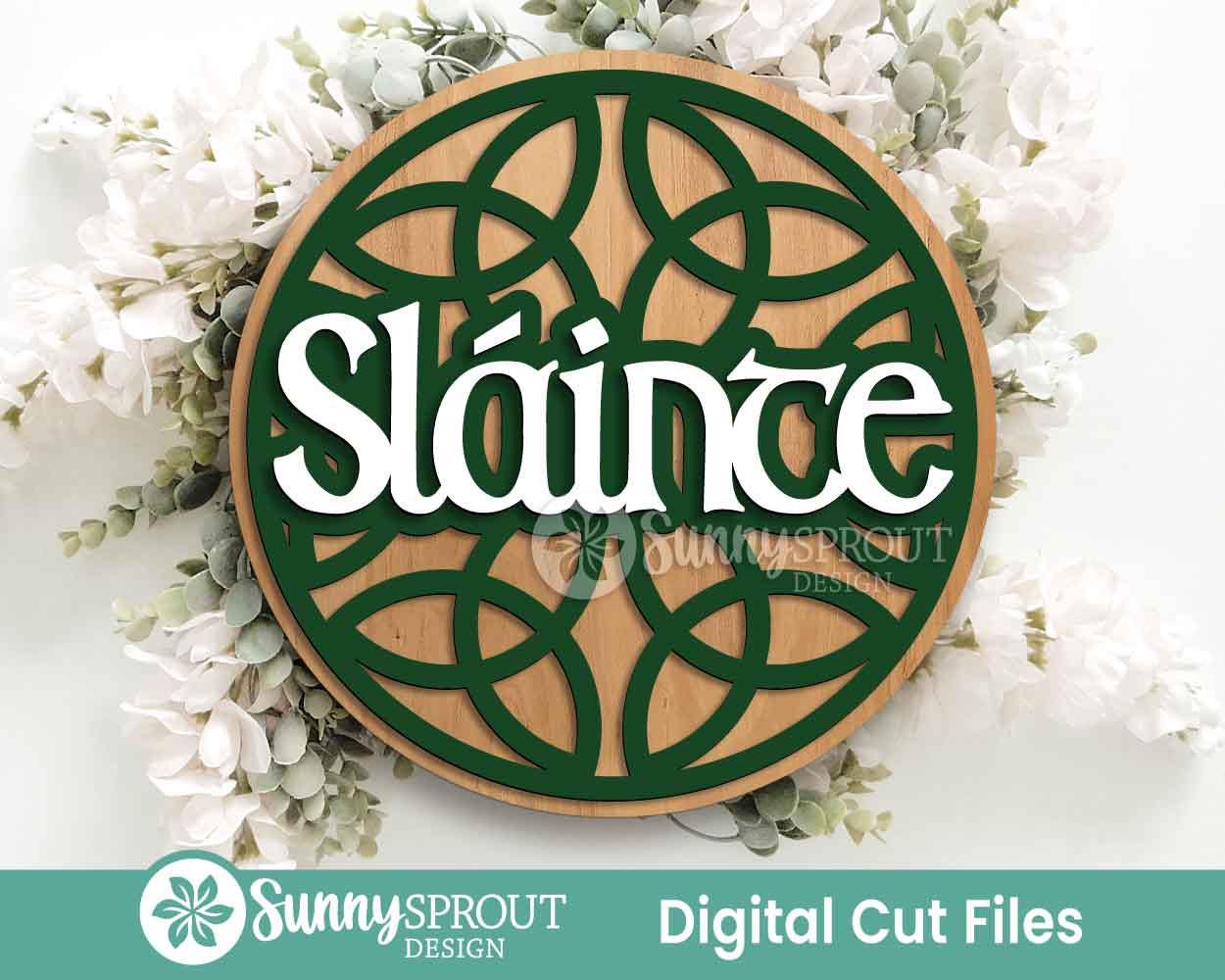 Celtic Sign Bundle, Round door hanger SVG, Glowforge laser cut file, Cricut, St. Patrick's Day welcome sign, Fáilte SVG