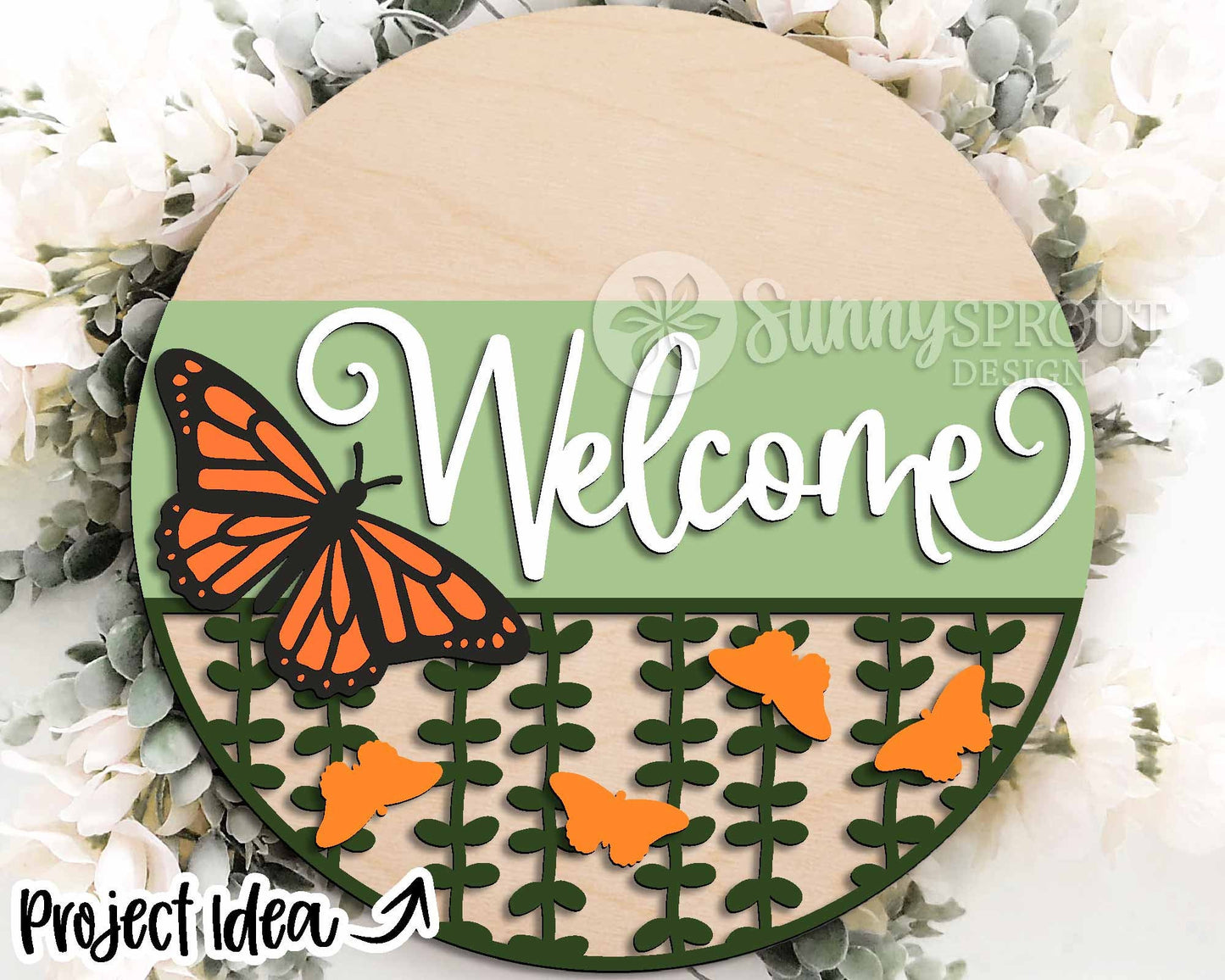 Summer Laser Sign Bundle 3, Round door hanger svg, Glowforge laser file, Cricut cut file, Front door welcome sign