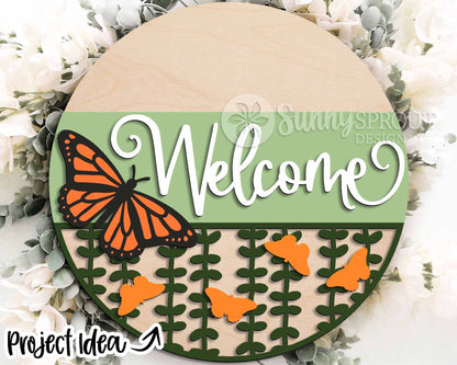Summer Laser Sign Bundle 3, Round door hanger svg, Glowforge laser file, Cricut cut file, Front door welcome sign