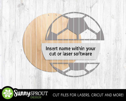 Soccer Player Name Number Sign, Digital Download, SVG Laser Cut File, Cricut, Door Hanger Wall Art Design, Personalized Sports Decor