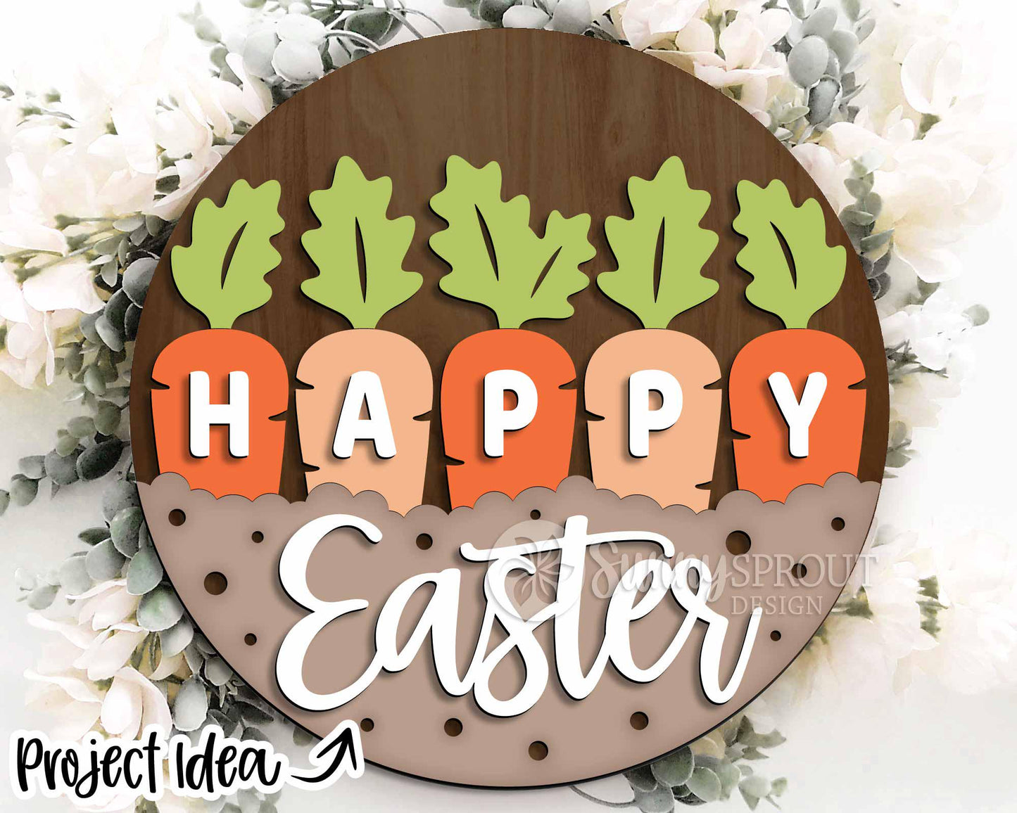 Easter Sign Bundle 6, Round door hanger svg, Glowforge laser file, Cricut cut file, Spring welcome sign svg, Easter bunny