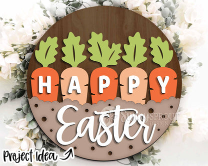 Easter Sign Bundle 6, Round door hanger svg, Glowforge laser file, Cricut cut file, Spring welcome sign svg, Easter bunny