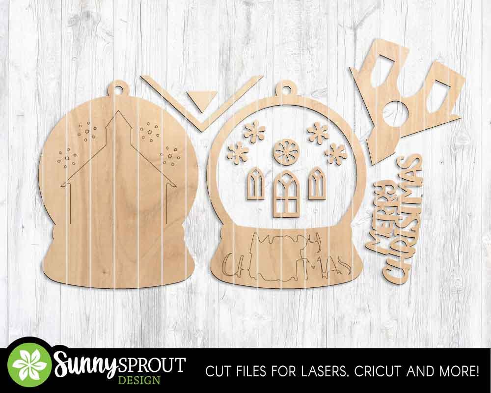 Snow Globe Christmas Ornament Bundle, Digital download, SVG laser cut file, Cricut