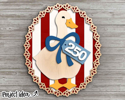 250 Years Patriotic Goose Sign, Digital download, SVG Laser cut file, Cricut, Oval door hanger design, 4th of July decor