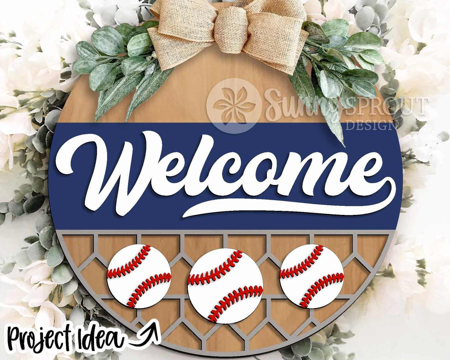 Baseball Softball Laser Sign Bundle, Round door hanger svg, Glowforge laser file, Cricut cut file, Ballfield welcome sign