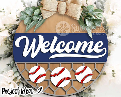 Baseball Softball Laser Sign Bundle, Round door hanger svg, Glowforge laser file, Cricut cut file, Ballfield welcome sign