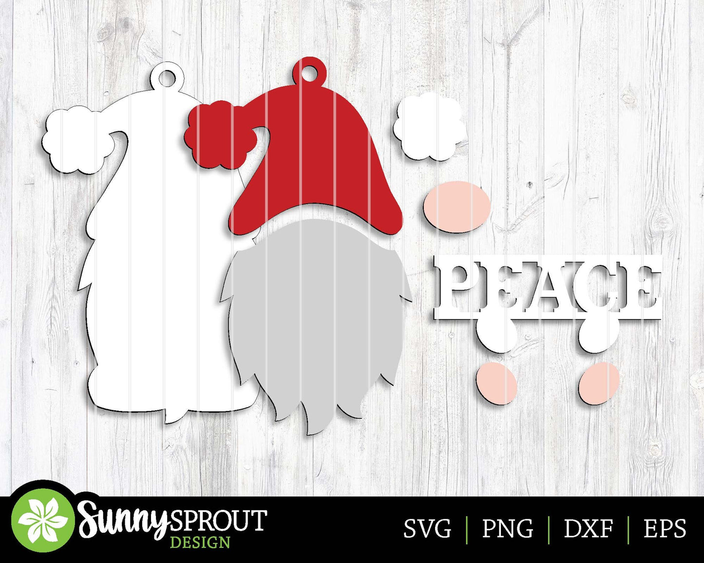 Peace Love Joy Santa Gnome Ornament Bundle, Digital download, SVG laser cut file, Cricut, Christmas design