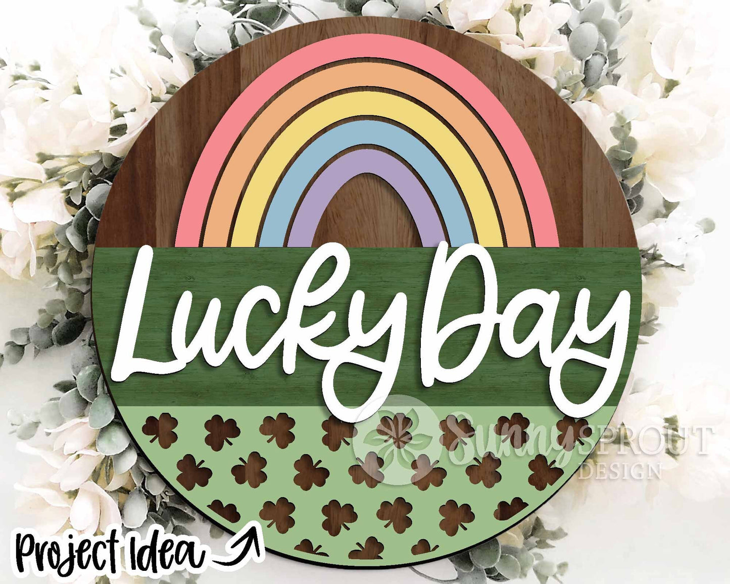St. Patrick Laser Sign Bundle 1, Round door hanger, Glowforge laser file, Cricut cut, Silhouette, Shamrock welcome sign