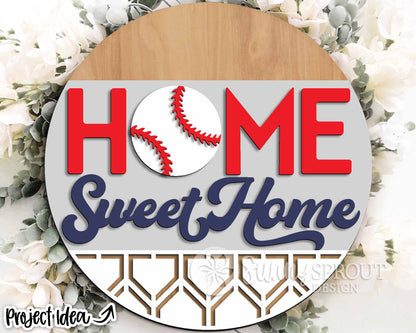 Home Sweet Home Baseball Softball Sign, Digital Download, SVG Laser Cut File, Cricut, Door Hanger Design, Sports Decor