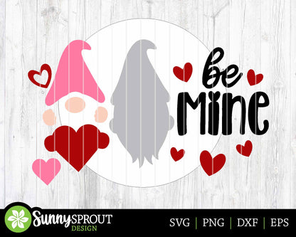 Be Mine Heart Gnome Sign, Digital Download, SVG Laser Cut File, Cricut, Round Door Hanger Wall Art Design, Valentine's Day Decor