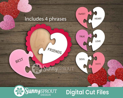 Heart Puzzle Valentine Card, Digital Download, SVG Laser Cut File, Cricut, Kid's Valentine's Day DIY Craft