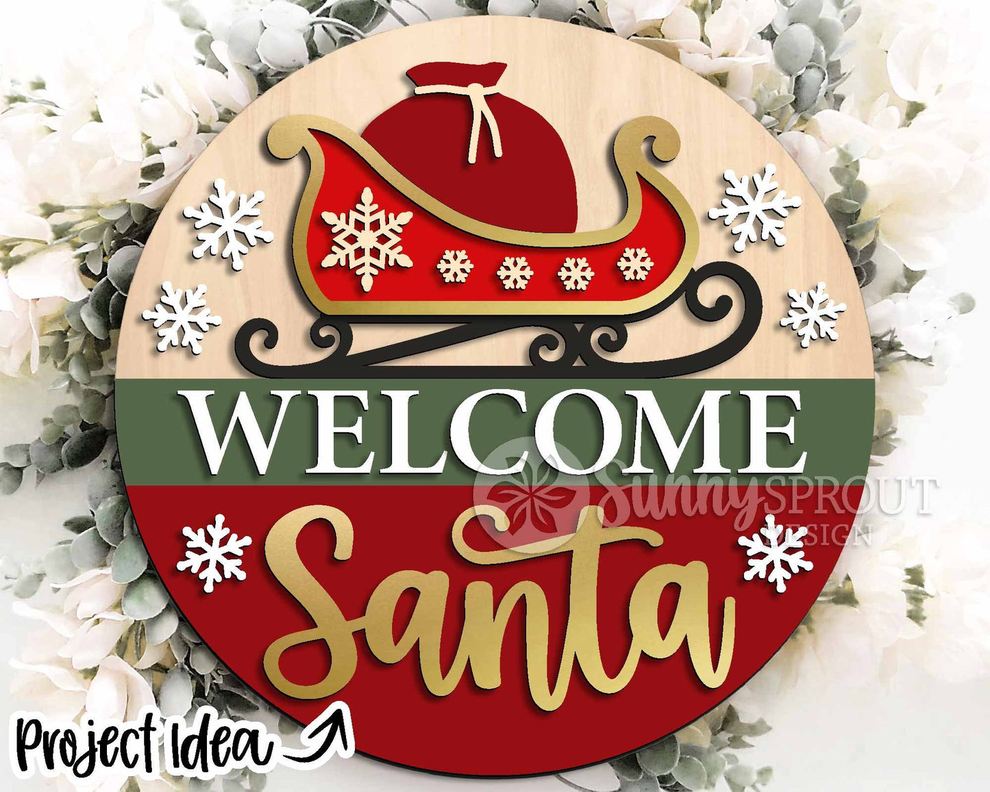 Christmas Laser Sign Bundle 2, Round door hanger, Glowforge laser file, Cricut, Holiday welcome svg, Christmas tree decor