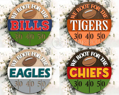 We Root For The Football Team Sign, Digital Download, SVG Laser Cut File, Cricut, Door Hanger Design, Personalized Sports Decor