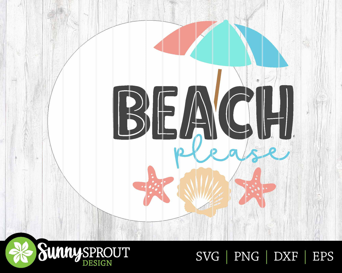Beach Please Umbrella Seashell Sign, Digital download, SVG Laser cut file, Cricut, Round door hanger wall art design, Ocean coastal decor