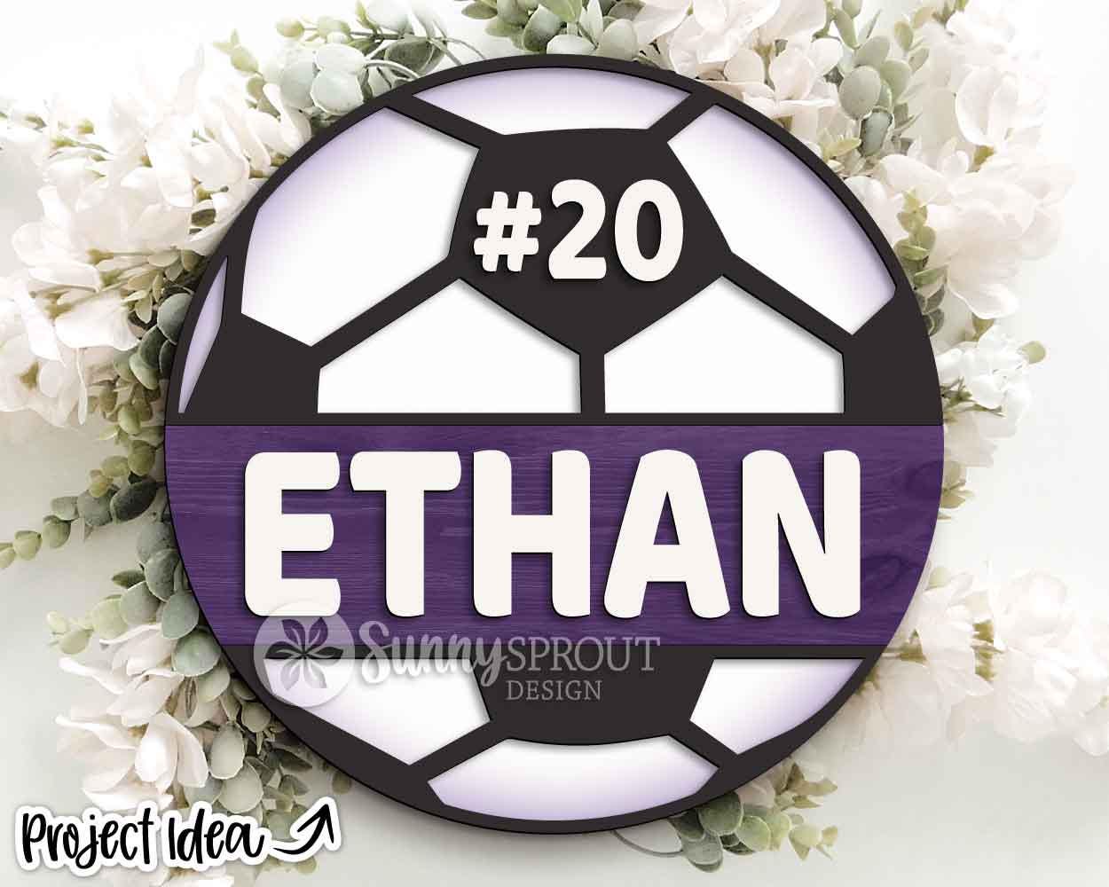 Soccer Player Name Number Sign, Digital Download, SVG Laser Cut File, Cricut, Door Hanger Wall Art Design, Personalized Sports Decor
