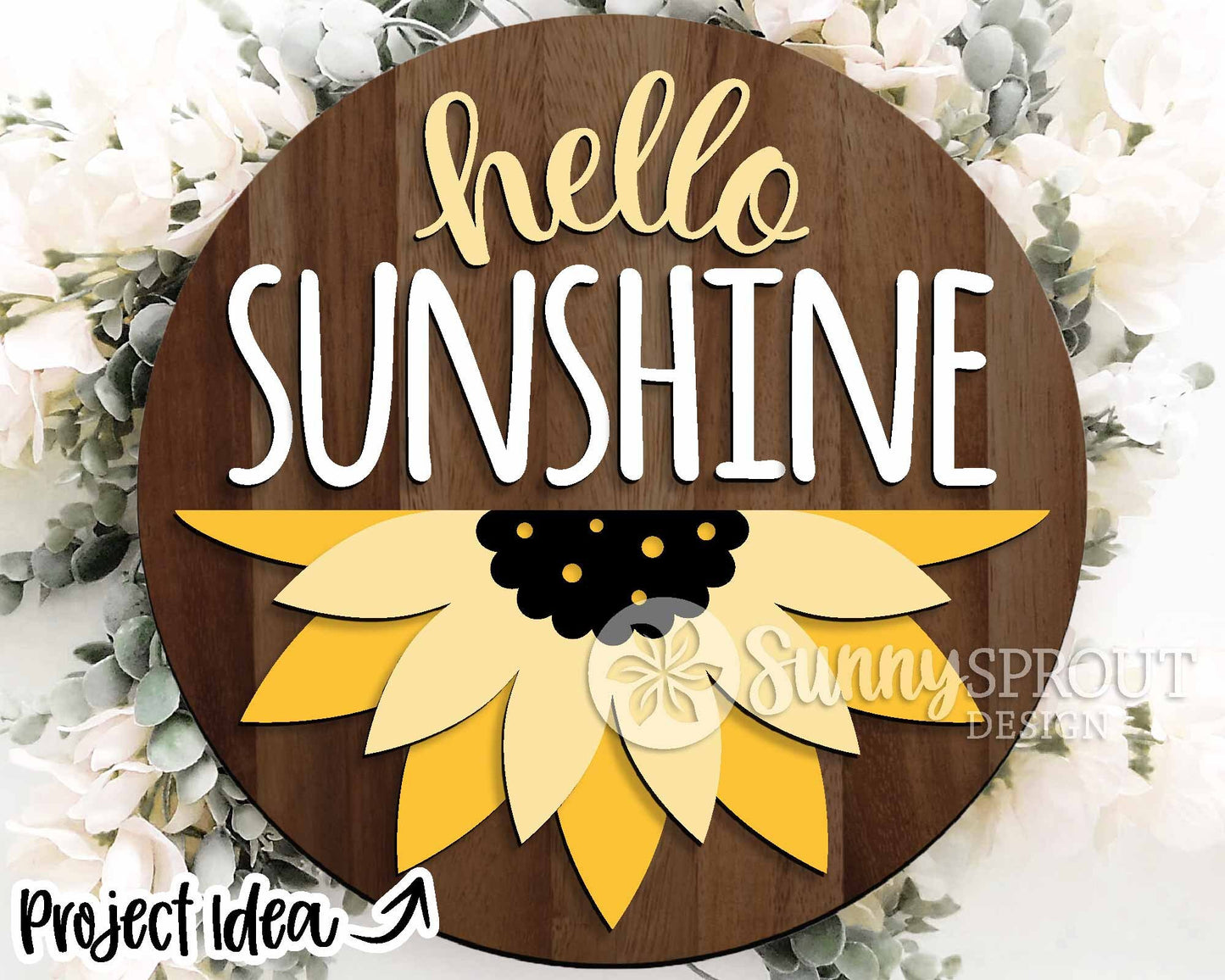 Summer Laser Sign Bundle 2, Round door hanger svg, Glowforge laser file, Cricut cut file, Hello sunshine welcome sign