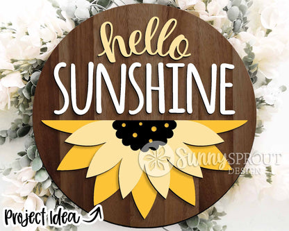 Summer Laser Sign Bundle 2, Round door hanger svg, Glowforge laser file, Cricut cut file, Hello sunshine welcome sign