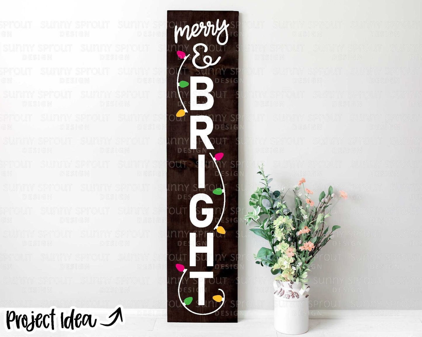 Merry and Bright Porch Sign, Digital Download, SVG Cricut Cut File, Silhouette, Christmas Door Leaner Design