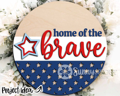 July 4th Laser Sign Bundle, Round door hanger svg, Glowforge laser file, Cricut, Independence Day svg, Patriotic decor