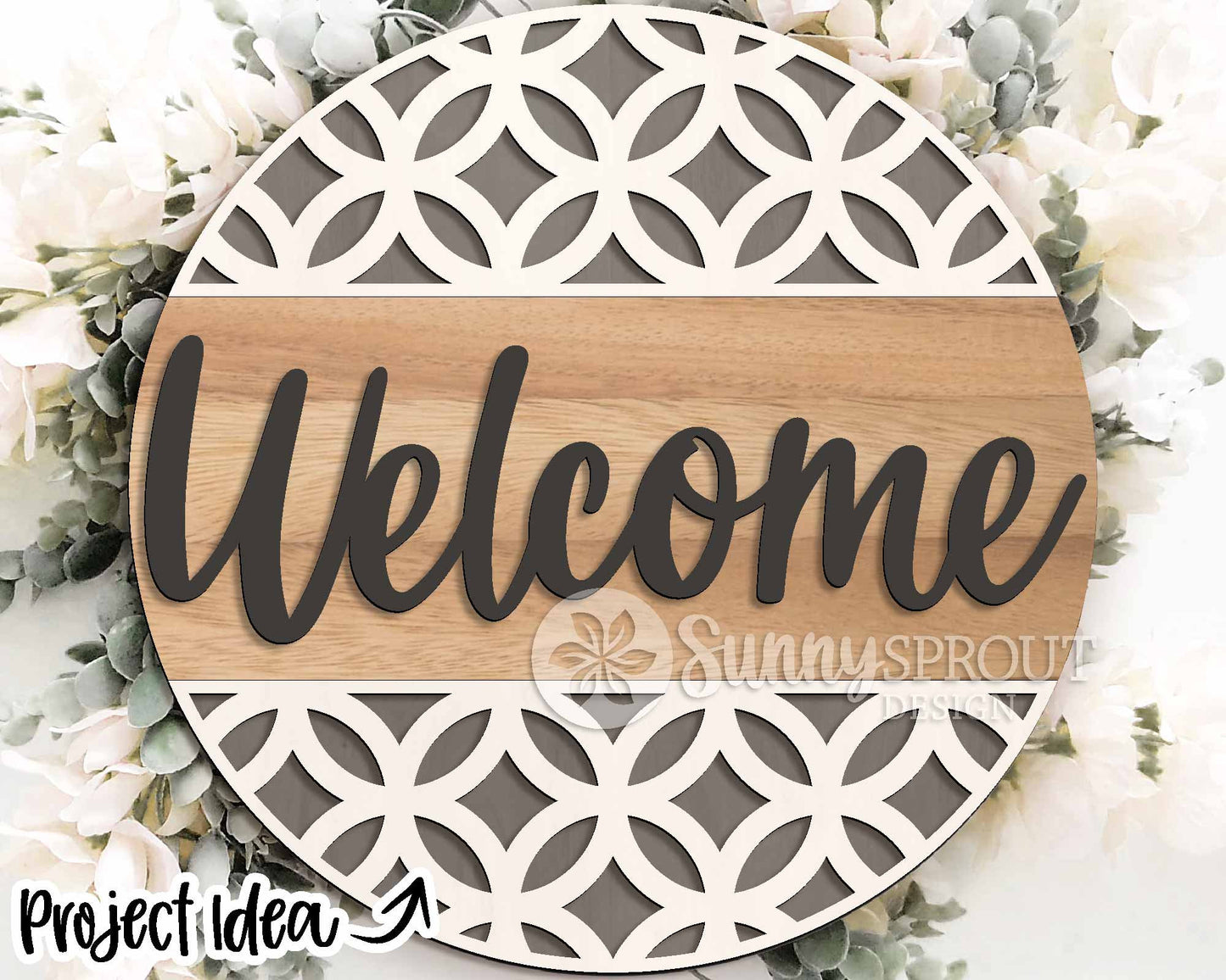 Geometric Laser Sign Bundle 2, Round door hanger svg, Glowforge laser file, Cricut, Front door welcome sign, Modern svg
