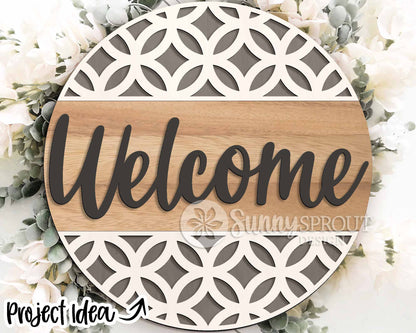 Geometric Laser Sign Bundle 2, Round door hanger svg, Glowforge laser file, Cricut, Front door welcome sign, Modern svg
