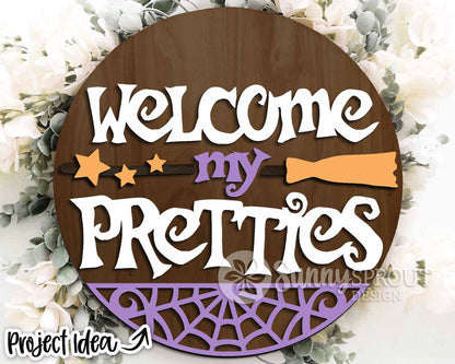 Halloween Laser Sign Bundle 2, Round door hanger, Glowforge laser file, Cricut cut file, Fall welcome sign svg, Spooky svg