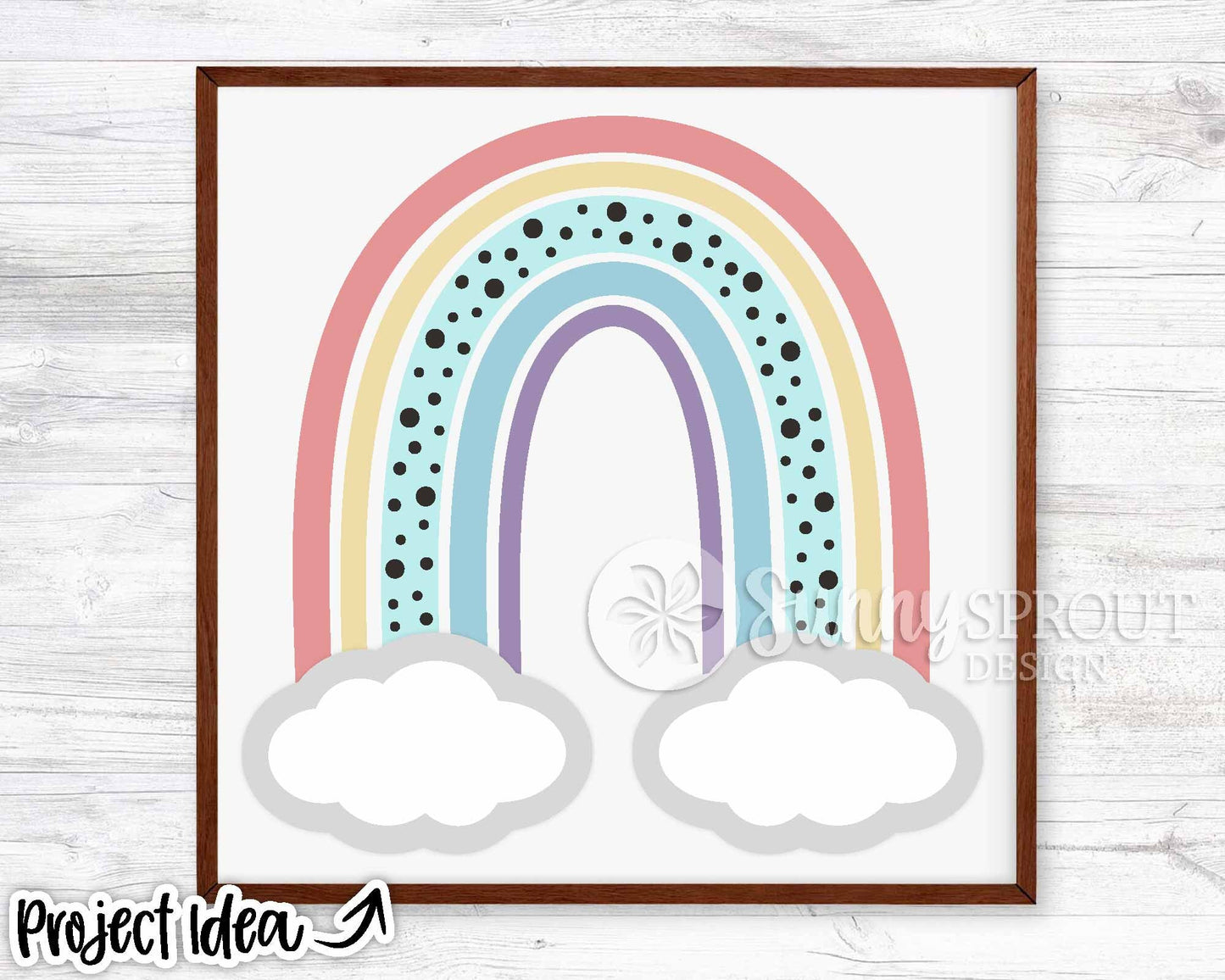 Rainbow & Clouds Sign, Digital Download, SVG Laser Cut File, Cricut, Kids Hanging Wall Art Design, Nursery Classroom Decor, Personalize