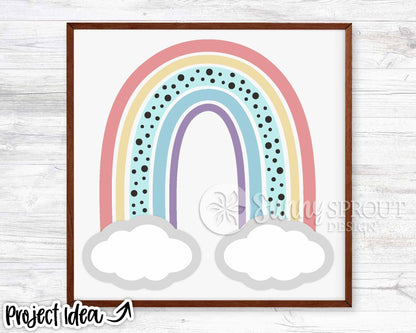 Rainbow & Clouds Sign, Digital Download, SVG Laser Cut File, Cricut, Kids Hanging Wall Art Design, Nursery Classroom Decor, Personalize