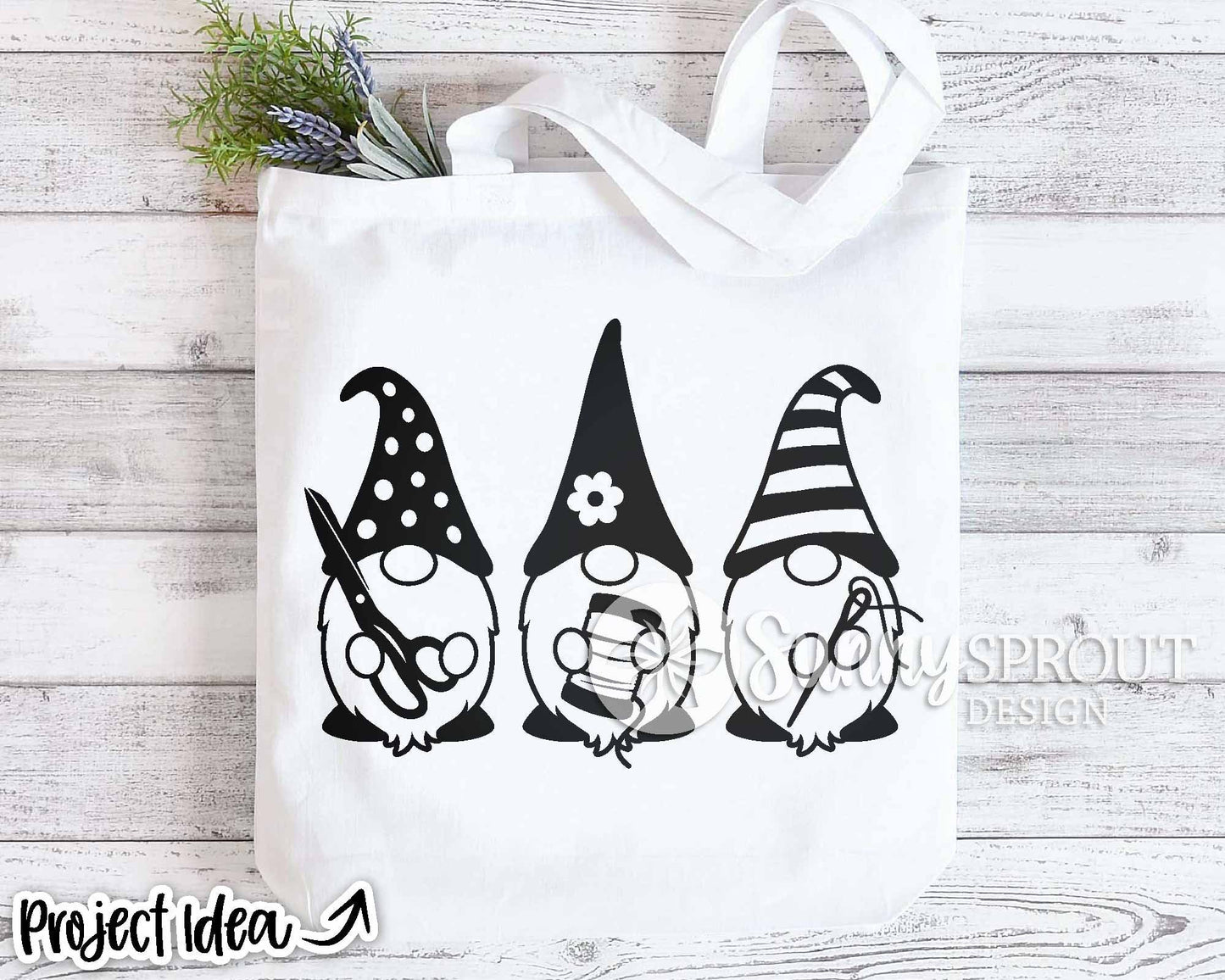 Three Gnomes Sewing Notions SVG, Digital download, Cricut cut file, Silhouette, Sewing quilting embroidery design