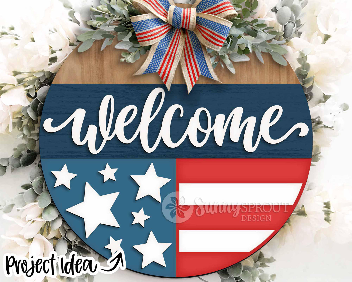 Patriotic Laser Sign Bundle 2, Round door hanger svg, Glowforge laser file, Cricut, Independence Day svg, 4th July decor