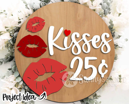 Valentine Laser Sign Bundle 3, Round door hanger, Glowforge laser file, Cricut, Heart welcome sign, Valentine's Day decor